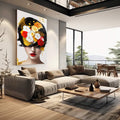 Quadro Decorativo Flower Head - Elegância e Natureza para sua Casa - quadros decorativos para sala 1 Tela Vertical, 3 Telas - em living room premium