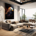 Quadro Decorativo Águia Abstrata Colorida - Arte Vibrante para Sua Decoração - quadros decorativos para sala 1 Tela Vertical, 3 Telas - em living room premium