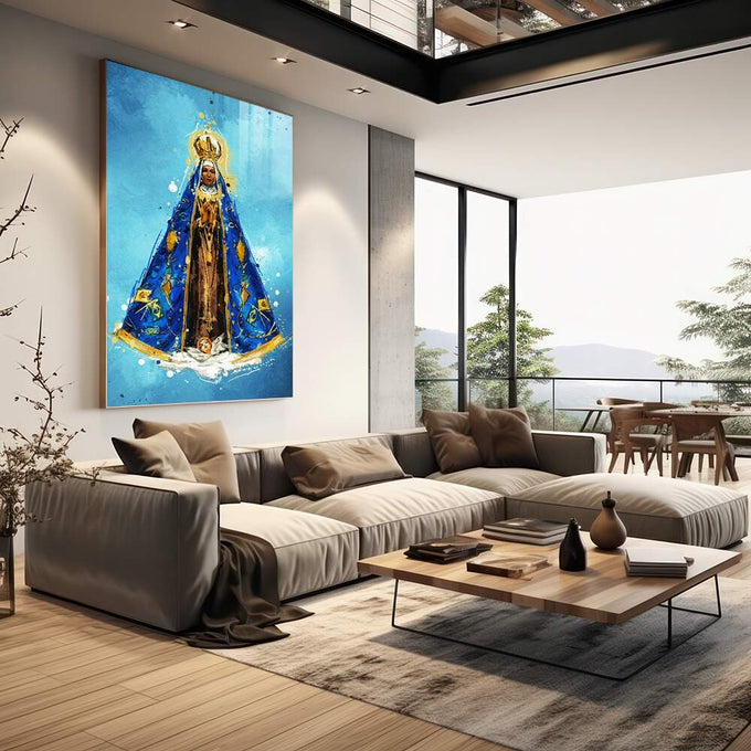 Quadro Decorativo Nossa Senhora da Aparecida - quadros decorativos para sala 1 Tela Vertical, 3 Telas - em living room premium