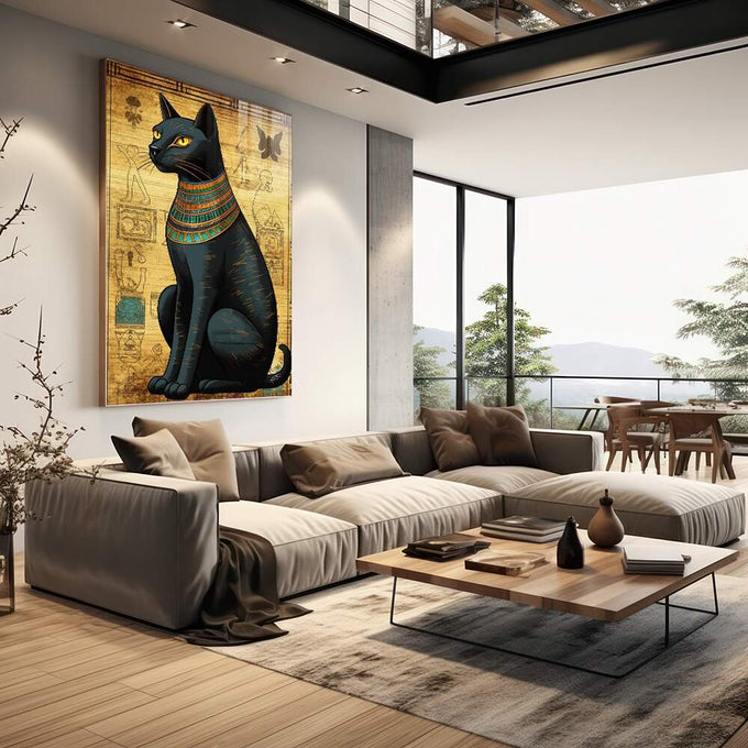 Quadro Decorativo Mitologia Egípcia ? Elegância Atemporal para Sua Parede - quadros decorativos para sala 1 Tela Vertical, 3 Telas - em living room premium