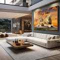 Quadro Decorativo Sofisticado: Família de Leões com Filhotes - quadros decorativos para sala 1 Tela, 1 Tela Horizontal - em living room premium