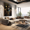 Quadro Decorativo Macaco Gangster - Estilo Único para sua Decoração - quadros decorativos para sala 1 Tela Vertical, 3 Telas - em quarto contemporaneo