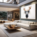 Quadro Decorativo 3D Animais - Cervo Elegante para Decoração Sofisticada - quadros decorativos para sala 1 Tela, 1 Tela Horizontal - em living room premium