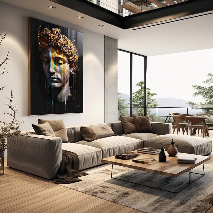 Quadro Decorativo Mitologia Grega 03 - Elegância e Sofisticação para sua Parede - quadros decorativos para sala 1 Tela Vertical, 3 Telas - em living room premium