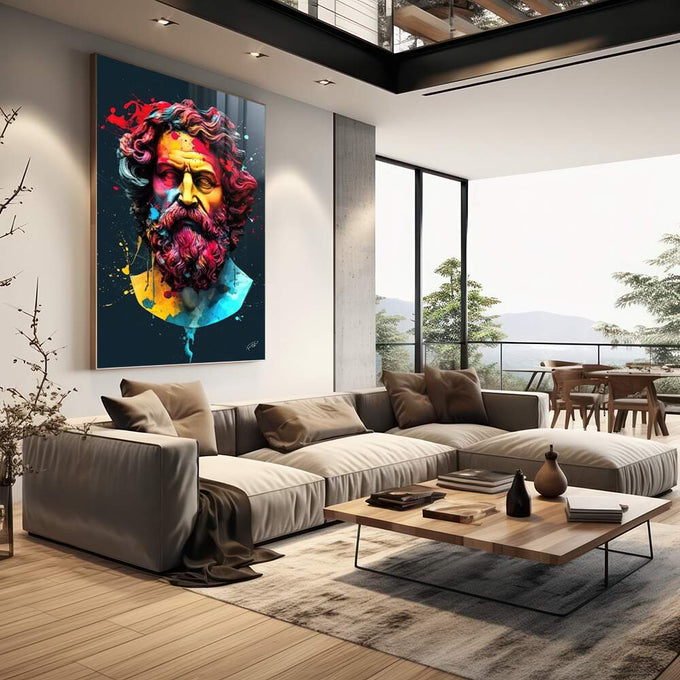 Quadro Decorativo Mitologia Grega - Arte Elegante para Transformar Seu Espaço - quadros decorativos para sala 1 Tela Vertical, 3 Telas - em living room premium