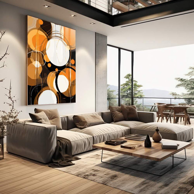 Quadro Decorativo Boho 03 - Elegância Natural para Seus Ambientes - quadros decorativos para sala 1 Tela Vertical, 3 Telas - em living room premium