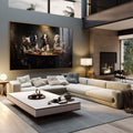 Quadro Decorativo Cachorros Jogando Poker  Arte Divertida e Elegante para Sua Decoração - quadros decorativos 1 Tela, 1 Tela Horizontal - em sala moderna