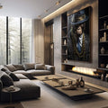 Quadro Decorativo Macaco Gangster - Arte Exclusiva para Transformar sua Decoração - quadros decorativos 1 Tela Vertical, 3 Telas - em sala moderna