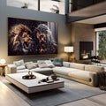 Quadro Decorativo Leão de Judá Rugindo - quadros decorativos 1 Tela, 1 Tela Horizontal - em sala moderna