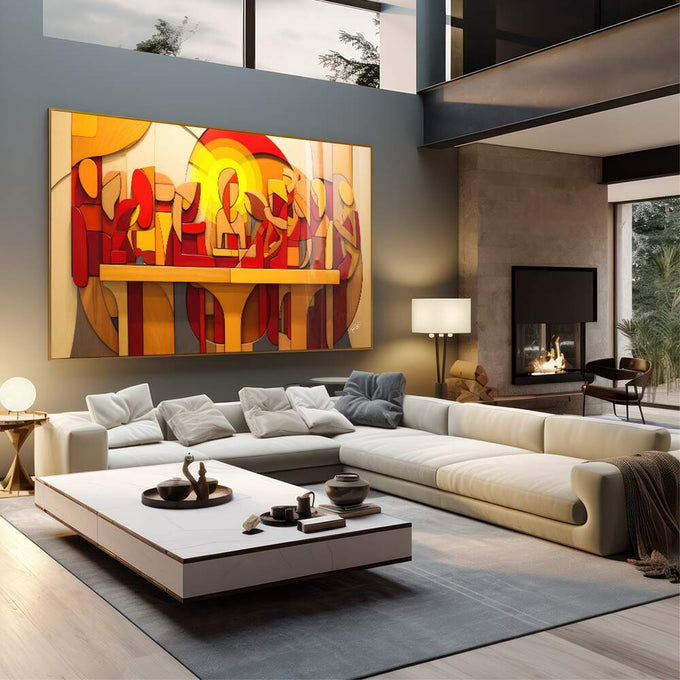 Quadro Decorativo Santa Ceia 2 - Elegância e Sofisticação para Sua Parede - quadros decorativos 1 Tela, 1 Tela Horizontal - em sala moderna
