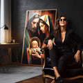 Quadro Decorativo Moderno Família Santa Geométrico - Design Sofisticado para sua Casa - quadros decorativos 1 Tela Vertical, 3 Telas - em sala moderna