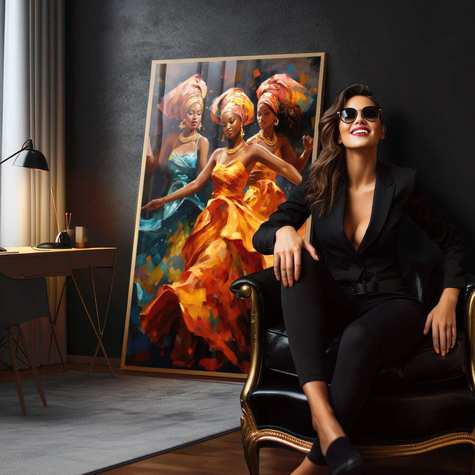 Quadro Decorativo Consciência Negra 07 - Estilo e Sofisticação para sua Decoração - quadros decorativos 1 Tela Vertical, 3 Telas - em sala moderna