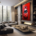 Quadro Decorativo Carro Ferrari F8 - Elegância e Estilo para sua Casa - quadros decorativos 1 Tela Vertical, 3 Telas - em sala moderna