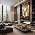 Quadro Decorativo Pomba Sagrada - Arte Elegante para Sua Decoração - quadros decorativos 1 Tela Vertical, 3 Telas - em sala moderna