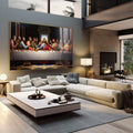 Quadro Decorativo Santa Ceia 4 - Arte Clássica para Sua Decoração - quadros decorativos 1 Tela, 1 Tela Horizontal - em sala moderna