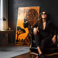 Quadro Decorativo Afro Contemporâneo Beleza e Raízes - quadros decorativos 1 Tela Vertical, 3 Telas - em sala moderna