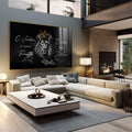 Quadro Decorativo Leão - O Senhor é Meu Pastor em Canvas Premium - quadros decorativos 1 Tela, 1 Tela Horizontal - em sala moderna