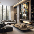 Quadro Decorativo Nossa Senhora de Fátima - quadros decorativos 1 Tela Vertical, 3 Telas - em sala moderna