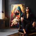 Quadro Decorativo Família Divina Geométrico - Estilo Sofisticado para Sua Casa - quadros decorativos 1 Tela Vertical, 3 Telas - em escritorio elegante