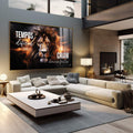 Quadro Decorativo Leão Motivacional - quadros decorativos 1 Tela, 1 Tela Horizontal - em sala moderna