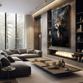 Quadro Decorativo Lobo Empresário - Sofisticação e Estilo para Sua Casa - quadros decorativos 1 Tela Vertical, 3 Telas - em sala moderna