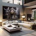 Quadro Decorativo Jesus - Elegância e Espiritualidade em Tecido Canvas Dourado - quadros decorativos 1 Tela, 1 Tela Horizontal - em sala moderna