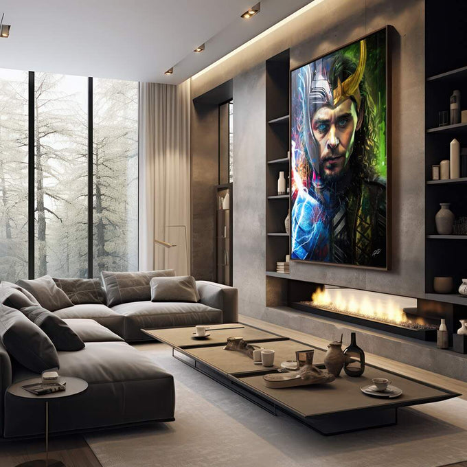 Quadro Decorativo Irmandade em Guerra - quadros decorativos 1 Tela Vertical, 3 Telas - em sala moderna