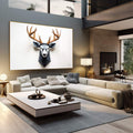 Quadro Decorativo 3D Animais - Cervo Elegante para Decoração Sofisticada - quadros decorativos 1 Tela, 1 Tela Horizontal - em sala moderna