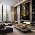 Quadro Decorativo Leão Estilizado: Arte Sofisticada para sua Casa - quadros decorativos 1 Tela Vertical, 3 Telas - em sala moderna