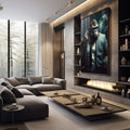 Quadro Decorativo Macaco Executivo - Arte Exclusiva para Pintar seu Espaço com Estilo - quadros decorativos 1 Tela Vertical, 3 Telas - em sala moderna