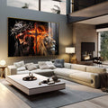 Quadro Decorativo Família de Judá: Cruz em Chamas - Arte com Significado e Estilo - quadros decorativos 1 Tela, 1 Tela Horizontal - em sala moderna