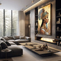 Quadro Decorativo Mitologia Egípcia 01 - Arte Sofisticada para o Seu Lar - quadros decorativos 1 Tela Vertical, 3 Telas - em sala moderna