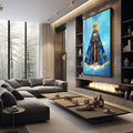 Quadro Decorativo Nossa Senhora da Aparecida - quadros decorativos 1 Tela Vertical, 3 Telas - em sala moderna