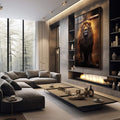 Quadro Decorativo Leão e Cruz - Arte Elegante para Transformar seu Espaço - quadros decorativos 1 Tela Vertical, 3 Telas - em sala moderna