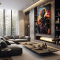 Quadro Decorativo Aranha e Veneno - Duelo Moderno para sua Decoração - quadros decorativos 1 Tela Vertical, 3 Telas - em sala moderna