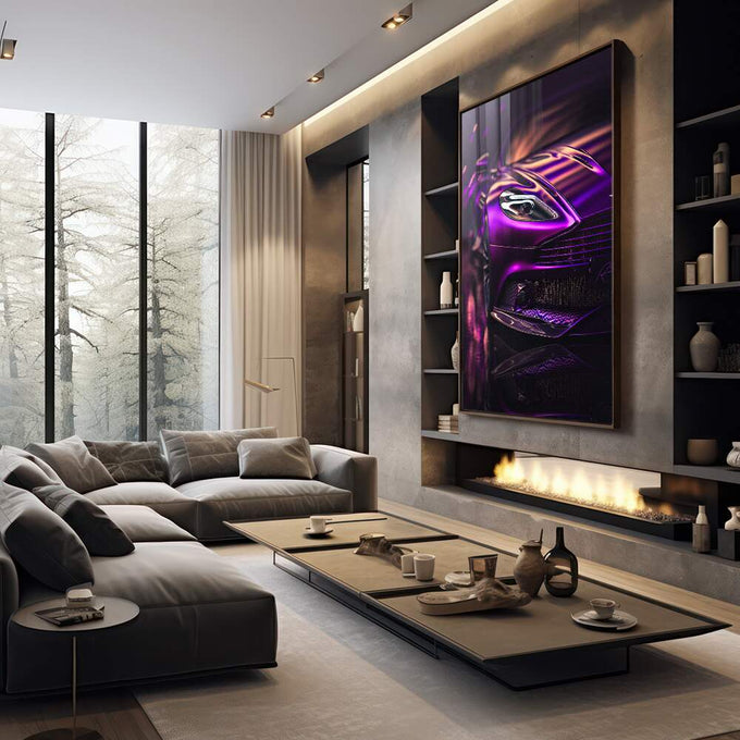 Quadro Decorativo Aston Martin: Elegância e Sofisticação para Sua Parede - quadros decorativos 1 Tela Vertical, 3 Telas - em sala moderna