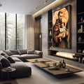 Quadro Decorativo Santo Antônio Geométrico - Sofisticação e Estilo para Seu Ambiente - quadros decorativos 1 Tela Vertical, 3 Telas - em sala moderna
