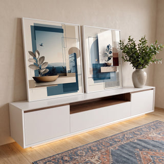 Quadro Decorativo Moderno Geometria Serene em ambiente decorado - quadros decorativos para sala