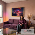 Quadro Decorativo Árvore da Vida em Planeta Vermelho - Único em sala de estar moderna - quadros decorativos para sala
