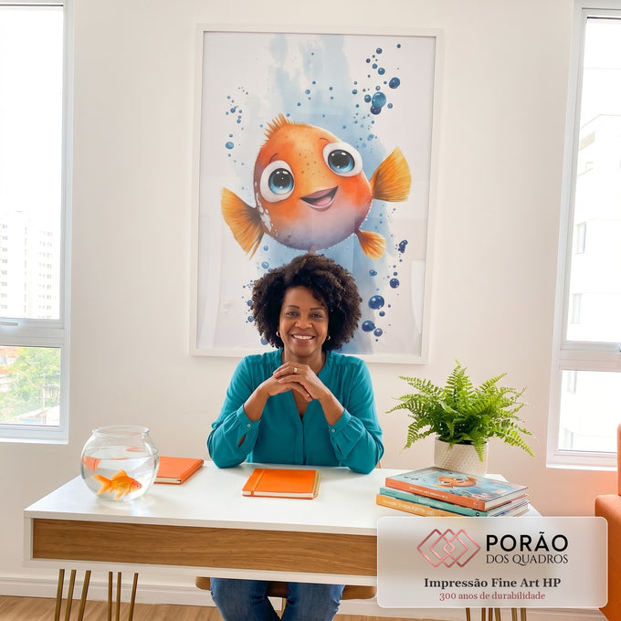 Quadro Decorativo Peixinho Alegre em Oceano Sereno em escritorio moderno - quadros decorativos para sala