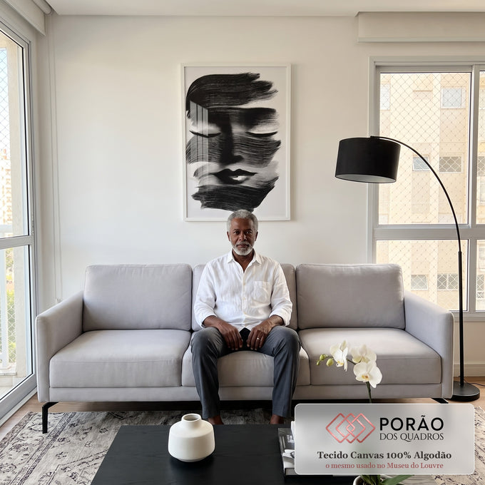 Quadro Decorativo Minimalista Preto e Branco em sala de estar moderna - quadros decorativos para sala