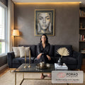Quadro Decorativo Brilho da Beleza Sobre Gold em sala de estar moderna - quadros decorativos para sala