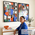 Quadro Decorativo Abstrato com Geometria Colorida em escritorio moderno - quadros decorativos para sala