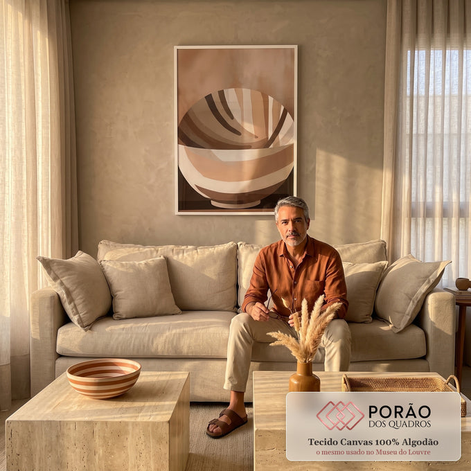 Quadro Decorativo: Inspiração Abstrata em Cores Quentes em sala de estar moderna - quadros decorativos para sala
