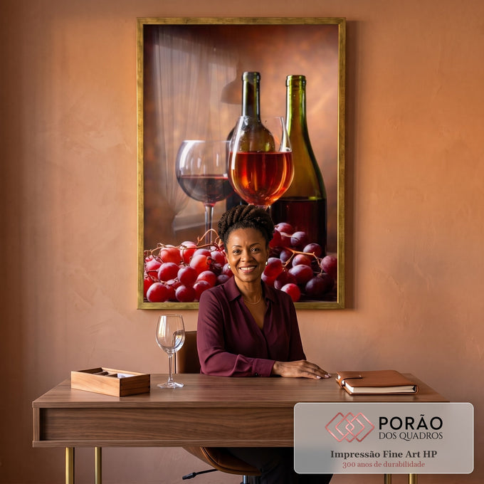 Quadro Decorativo Celebração Vinícola: Expressão de Sabor em escritorio moderno - quadros decorativos para sala