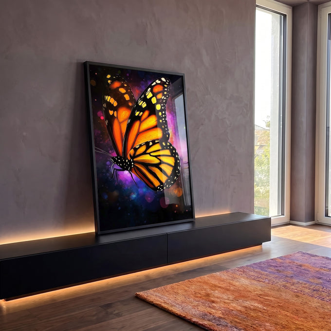 Quadro Decorativo A Fluidez da Borboleta em ambiente decorado - quadros decorativos para sala