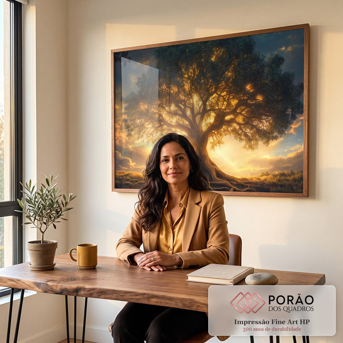 Quadro Decorativo Árvore da Vida sobre o Sol - Arte que Inspira em escritorio moderno - quadros decorativos para sala