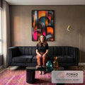 Quadro Decorativo Abstrato Elegante em Tons Escuros em sala de estar moderna - quadros decorativos para sala