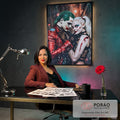 Quadro Decorativo Coringa e Arlequina Colorido: Arte Moderna em Tela Premium em escritorio moderno - quadros decorativos para sala