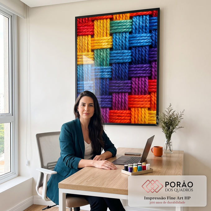Quadro Decorativo Cores Vibrantes para Alegrar em escritorio moderno - quadros decorativos para sala